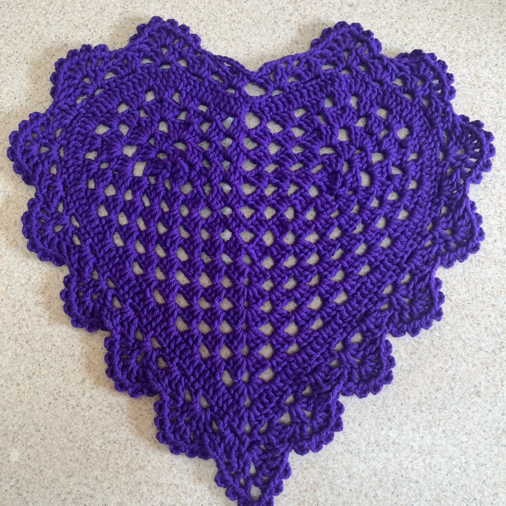 Vibrant Purple Crochet Heart Doily